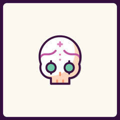 Stylized skull icon with vibrant colors for festive decoration design