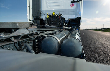 Semi truck with tank for compressed natural gas (CNG)