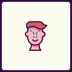 Stylized human face icon with simple design for digital representation