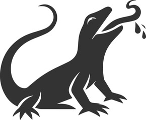 Lizard with its tongue extended and catching prey animal vector