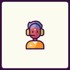 Stylish Customer Service Representative Icon for Business Applications