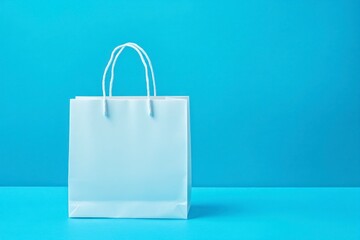 White Shopping Bag on Blue Background Mockup for Branding Presentation