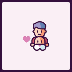 Adorable Baby Icon with a Heart Symbolizing Parental Love and Affection