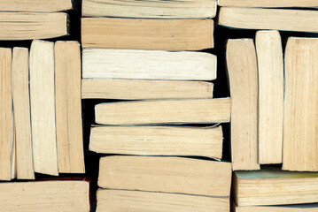 Stack of old books. Top view. Educational background