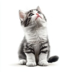 Gato pequeño mirando hacia arriba