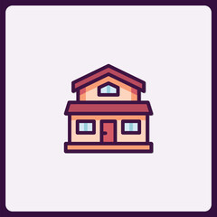 Stylized house icon representing minimalist architecture and dwelling design