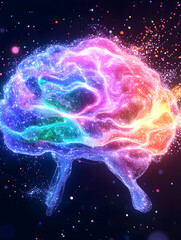 Vibrant, abstract representation of a human brain