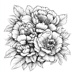 Fototapeta premium Intricate Black and White Floral Bouquet