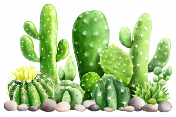 Vibrant desert succulents and cacti arrangement