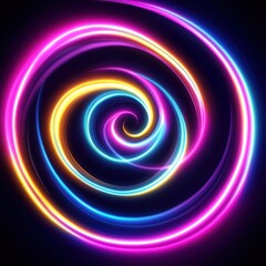 Abstract swirling neon light circles.