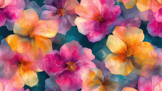 Fondo de flores coloridas en acuarela