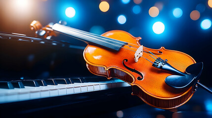 Fototapeta premium Violin and piano on stage (1)