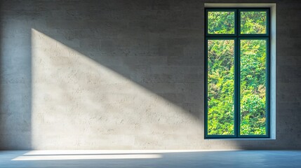 Sunlight streams through window on wall