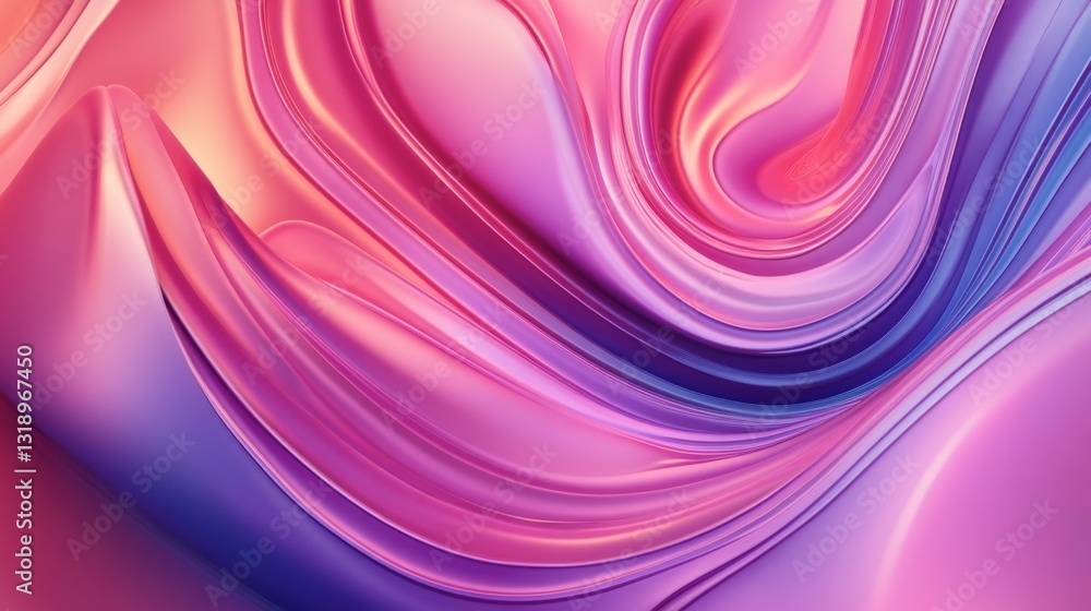 Aufkleber abstract wavy 3d lines with a gradient effect on a pink backdrop, forming a mesmerizing and fluid di