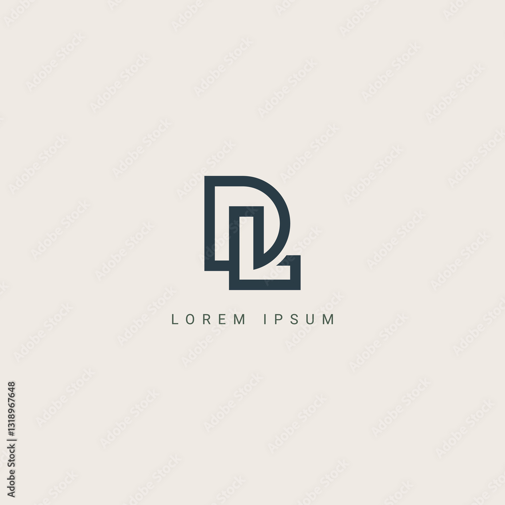 Poster dl alphabet letters initials monogram logo ld, d and l