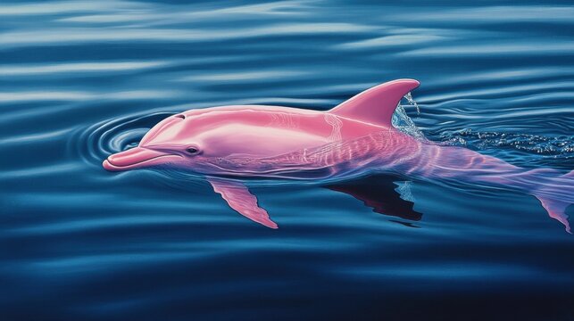 Delf&iacute;n rosado nadando en el oc&eacute;ano