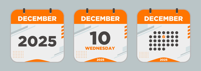 Modern Calendar icon. December. 2025 10 day. The concept of waiting for an important date. Day calendar with date December 10. Cheklist day calendar. Vector illustration.
