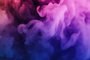 Abstract swirling pink, purple, and blue smoke on black background.