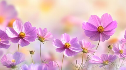 Fototapeta premium Campo de flores moradas y rosas