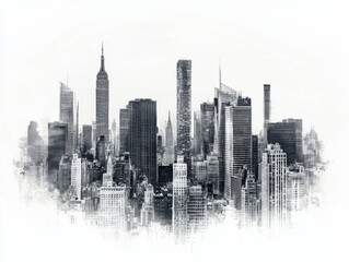 Fototapeta premium Captivating city skyline with beautiful modern buildings against a clear sky background
