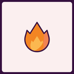 Vibrant Flame Graphic with Bold Outline: Modern Icon for Digital Designs