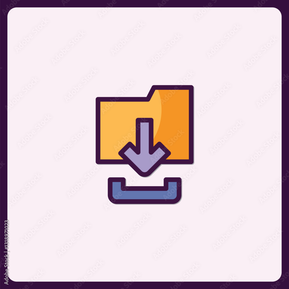 Aufkleber data folder download icon in a clean and modern simple vector style
