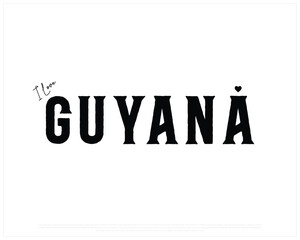 I love GUYANA, I love GUYANA typographic design with flag typography and heart on white background, Vector design of I love GUYANA, GUYANA National Day Design