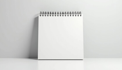 Blank spiral notebook mockup on minimal background with copy space