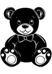 Fototapeta premium Teddy Bear with bow illustration, Cute vector animal toy, Gift idea, printable, engrave laser, digital prints