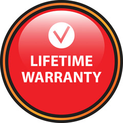 Lifetime warranty button, symbol, highest level guaranty.