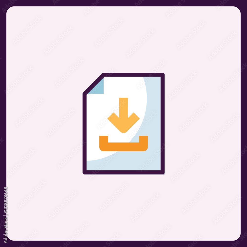 Poster minimalistic download file document icon for user interface design projects