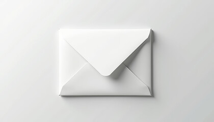 Blank white envelope mockup on minimal background with copy space