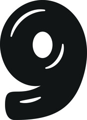 Nine number black vector illustration