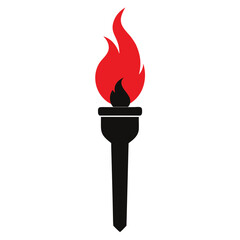 A striking black torch with a red flame, symbolizing cybersecurity, protection, and vigilance for tech, corporate, or digital safety projects.