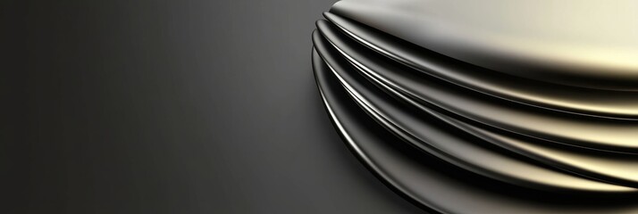 Abstract metallic curves on dark background with light reflection concept