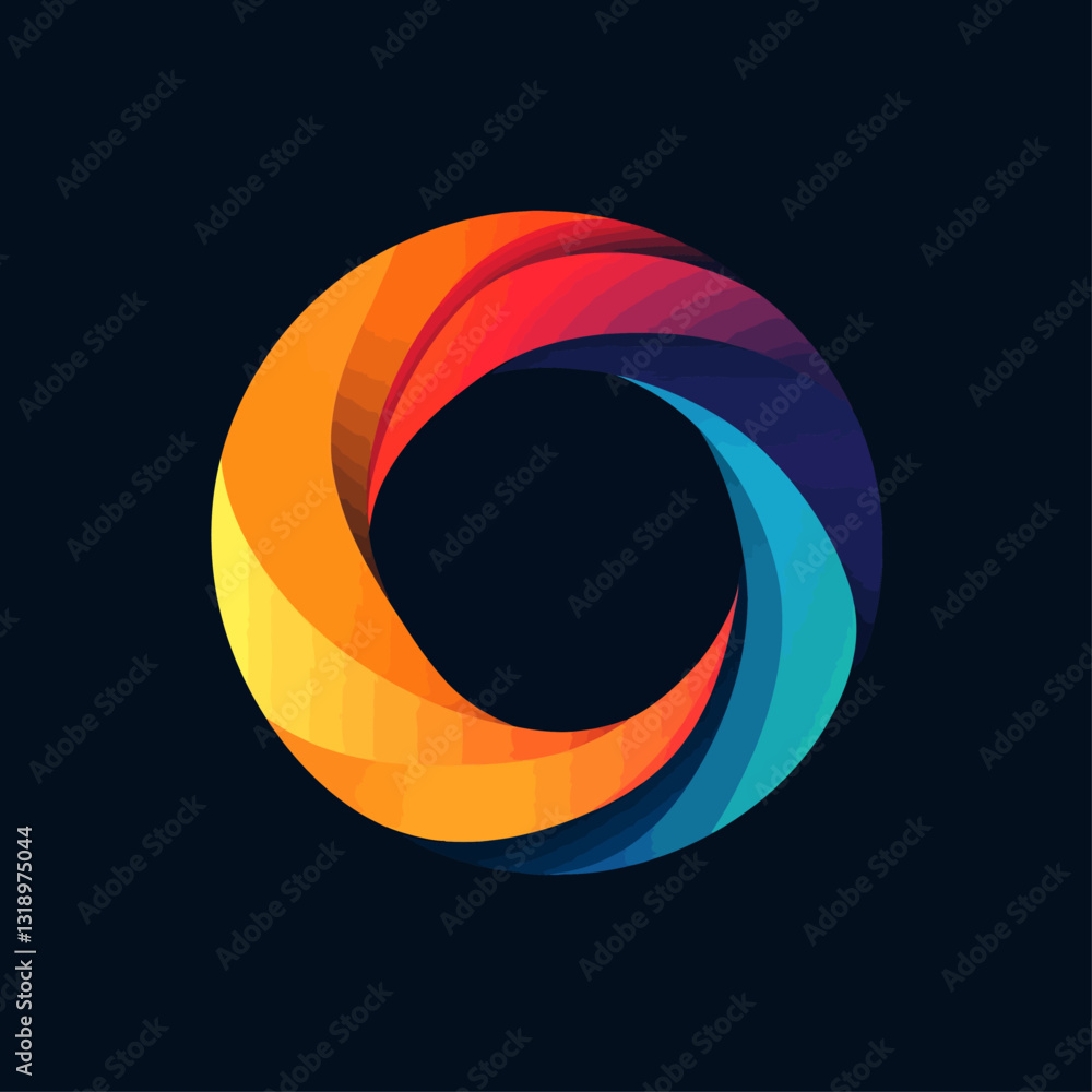 Poster colorful abstract circle design: modern gradient background with flowing swirl