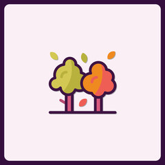 Stylized nature illustration with autumn foliage and simple design elements