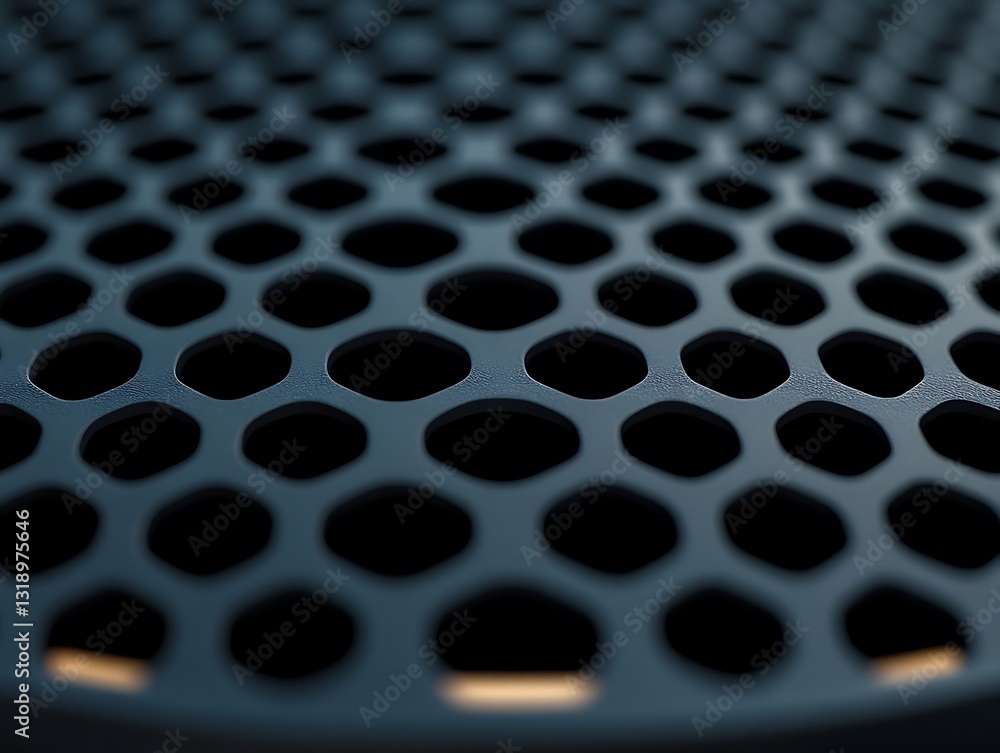 Aufkleber hexagonal pattern of dark metallic surface with repeating perforations