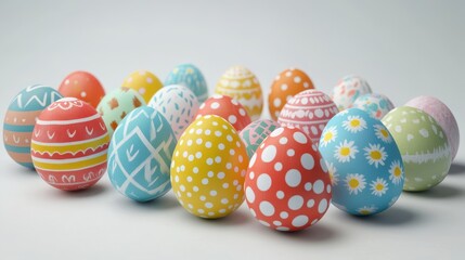 Fototapeta premium Happy Easter day with Colorful Easter eggs,Spring holiday,Happy easter eggs,festive clip art,Happy Easter greeting card, poster, banner template,april festive concept.