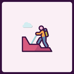 Climbing Adventure: A Stylized Hiker Icon, Outdoor Pursuit Symbol