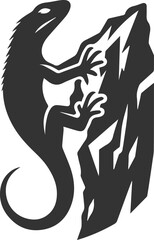 Lizard climbing a rough rock face animal vector