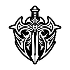 Naklejka premium A solid style icon of sword symbol