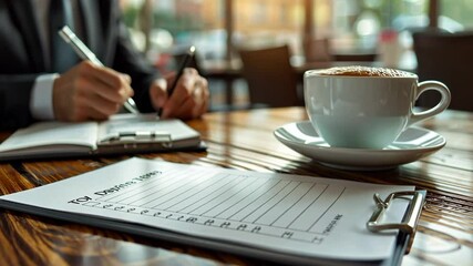 minimalist style and productivity: coffee and to-do list