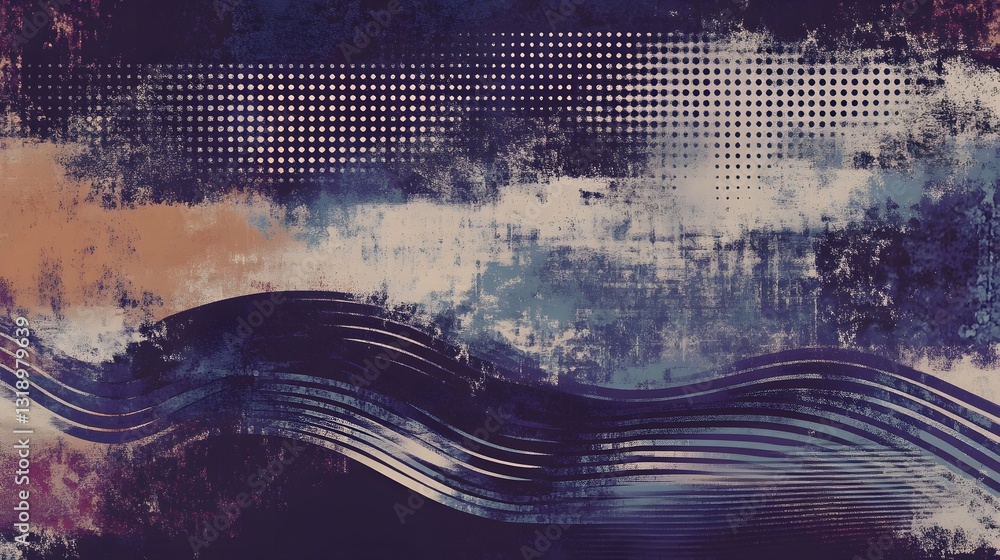 Poster Mesmerizing Abstract Digital Art with Glitch Wave Patterns and Vibrant Color Gradients