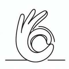 Obraz premium A black and white continuous line sketch of a hand symbolizing approval
