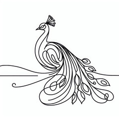Fototapeta premium A hand-drawn peacock contour design emphasizing elegance and simplicity
