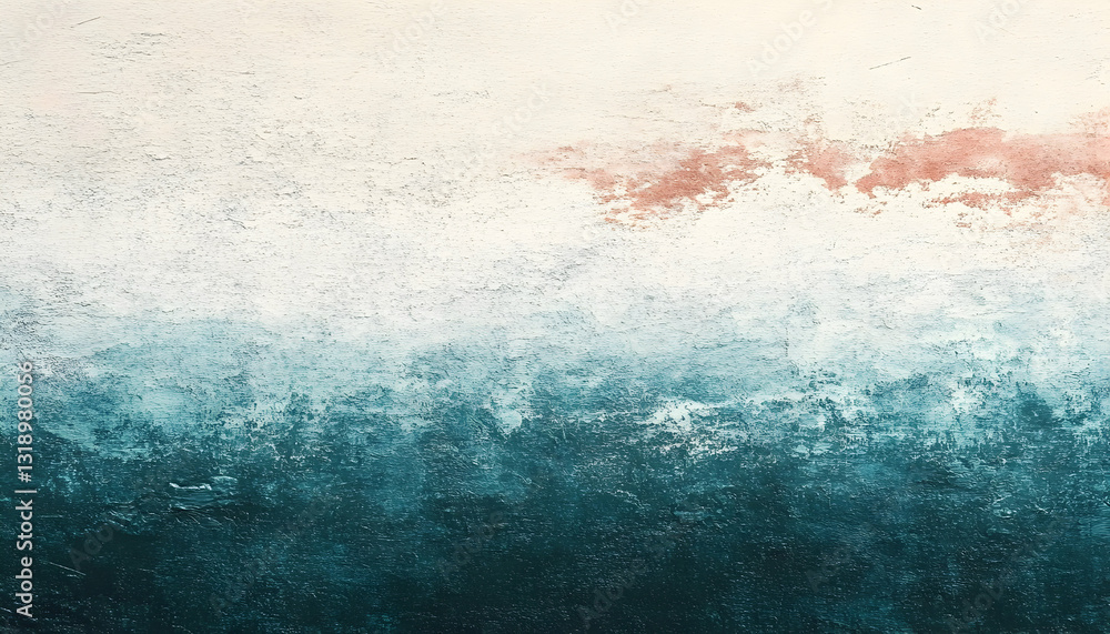 Aufkleber abstract textured artwork featuring a gradient transition from pale peach and white to deep teal. th