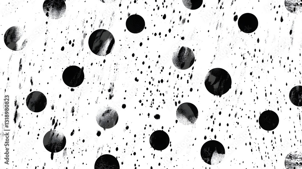 Poster Mesmerizing Abstract Monochrome Digital Art with Scattered Dots and Circular Patterns