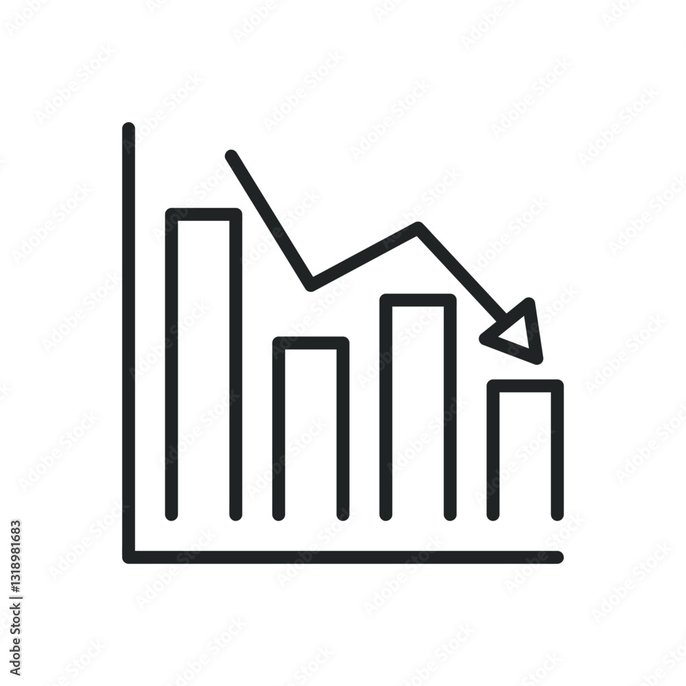Poster decrease thin line icons. editable stroke and perfect pixel on transparent background