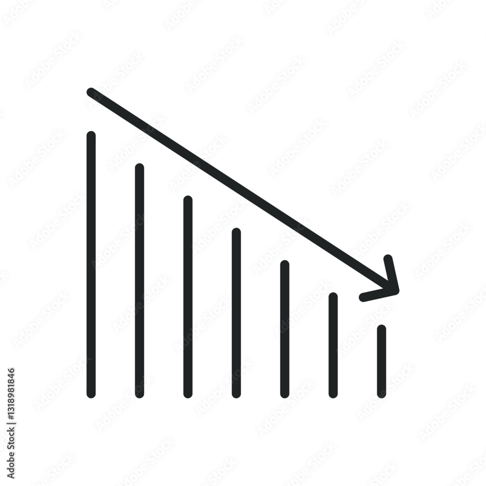 Poster decrease thin line icons. editable stroke and perfect pixel on transparent background